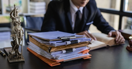 lawyer reviewing evidences